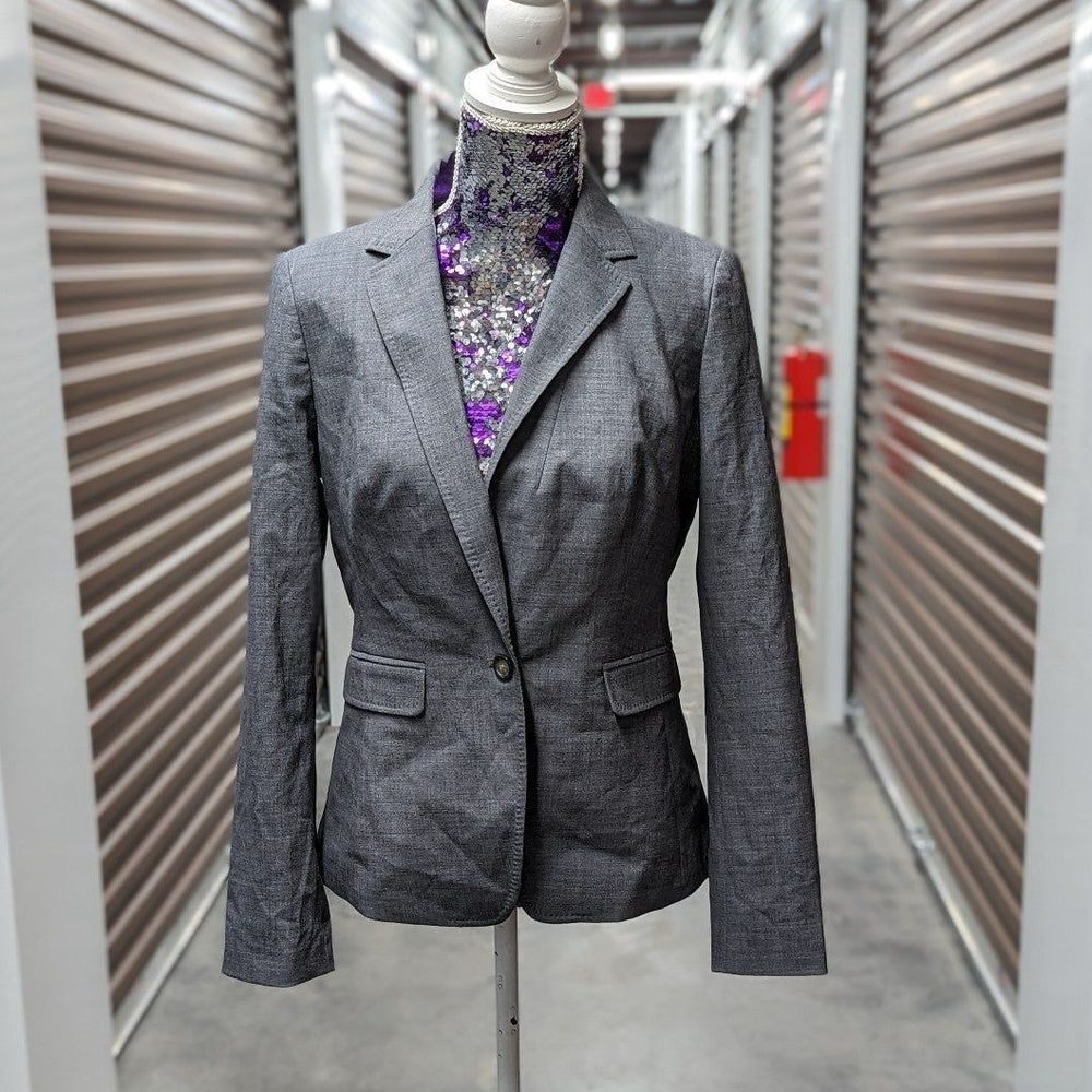 Quiet Luxury Wool Stretch Banana Republic Gray Blazer Office Core Size 8